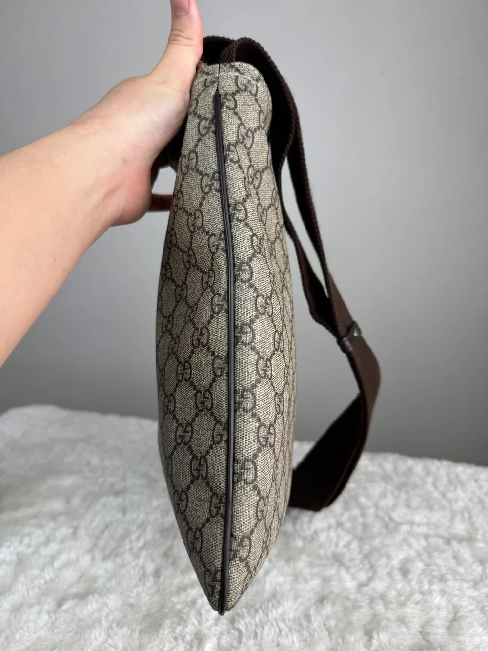 Gucci Flat GG Supreme Brown GG Canvas Crossbody Bag